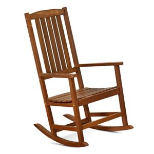 furinno tioman hardwood patio furniture rocking chair in teak oil, natural