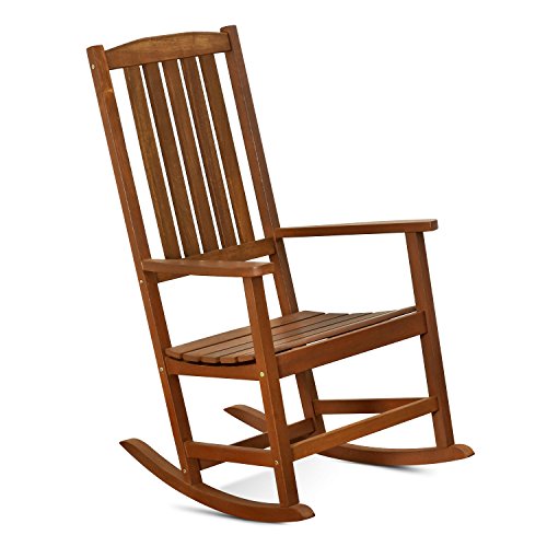 FURINNO Tioman Hardwood Patio Furniture Rocking Chair in Teak Oil, Natural