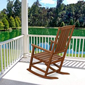 FURINNO Tioman Hardwood Patio Furniture Rocking Chair in Teak Oil, Natural