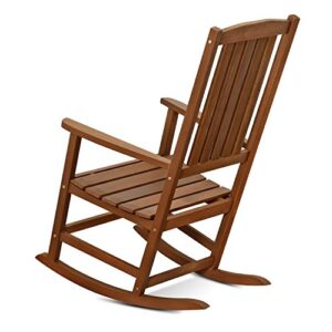 FURINNO Tioman Hardwood Patio Furniture Rocking Chair in Teak Oil, Natural