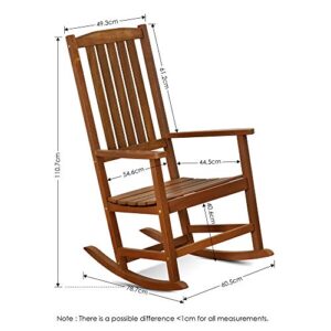 FURINNO Tioman Hardwood Patio Furniture Rocking Chair in Teak Oil, Natural