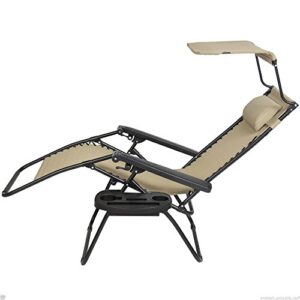 Zero Gravity Chair Lounge Patio Chairs Outdoor with Canopy Cup Holder