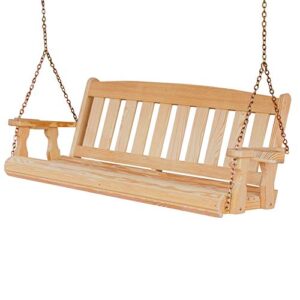 amish casual heavy duty 800 lb mission 5ft. treated porch swing with cupholders