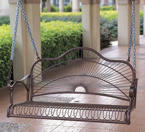 International Caravan Iron Bronze Hanging Porch Swing