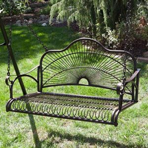 International Caravan Iron Bronze Hanging Porch Swing