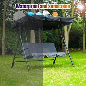 XYQSBY Garden Universal Replacement Canopy Swing Seat Chair 2 & 3 Seater Sizes Waterproof/Uv Resistant Patio Hammock Cover Top Roof for Outdoor Poolside Balcony,Gray,249x185x18cm