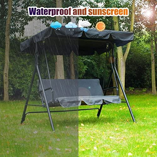 XYQSBY Garden Universal Replacement Canopy Swing Seat Chair 2 & 3 Seater Sizes Waterproof/Uv Resistant Patio Hammock Cover Top Roof for Outdoor Poolside Balcony,Gray,249x185x18cm