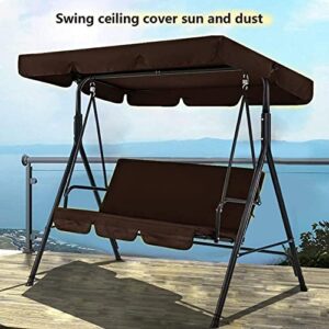 Garden Swing Chair Canopy+Seat Replacement 2/3 Seater, Replacement Cover Set for Canopy Swing Waterproof, Anti-UV Swing Roof/Seat Cover (Frame Not Included) ( Color : Brown , Size : 249×185×18CM )