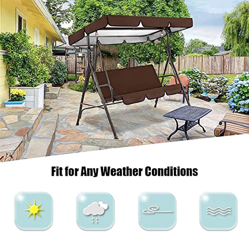 XYQSBY Garden Replacement Canopy for Swing Seat Chair of 3 Seaters Waterproof Windproof Anti-Uv Patio Hammock Cover Top Roof Sun Shade Cover for Outdoor Yard,Beige,249x185x18cm/98x73x7''