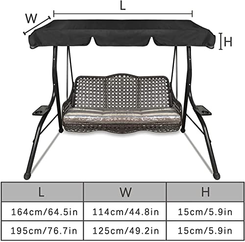 XYQSBY Outdoor Garden Swing Chair Canopy Cover Replacement Waterproof Anti-Uv Patio Swing Chair Seat Top Hammock Roof Cover of 3 Seaters for Sun Shade,Poolside,Red,195x125x15cm