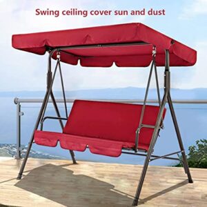 XYQSBY Outdoor Garden Swing Chair Canopy Cover Replacement Waterproof Anti-Uv Patio Swing Chair Seat Top Hammock Roof Cover of 3 Seaters for Sun Shade,Poolside,Red,195x125x15cm