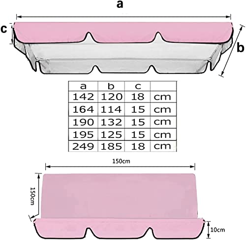XYQSBY Swing Chair Canopy Seat Replacement Cover, Garden Swing Chair Canopy Replacement 2/3 Seater 210D Waterproof/Anti-UV Silver Coated Oxford Cloth (Color : Beige, Size : 195x125x15CM)
