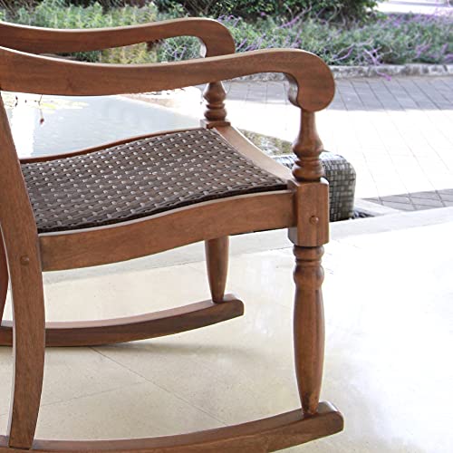 Cambridge Casual Solid Wood Lyon Oversized Rocking Chair, Natural Brown Wicker