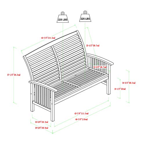 Walker Edison AZOWCHAT3PCBR Castellina Modern 3-Piece Solid Acacia Wood Patio Chat Set, Brown