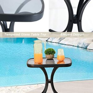 PatioFestival 3 Pieces Patio Chaise Lounge Chairs Set Adjustable Back All Weather with Bistro Table(Beige)