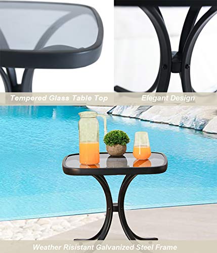 PatioFestival 3 Pieces Patio Chaise Lounge Chairs Set Adjustable Back All Weather with Bistro Table(Beige)