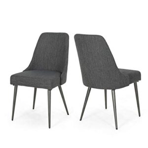 dawn modern fabric dining chairs (set of 2), charcoal