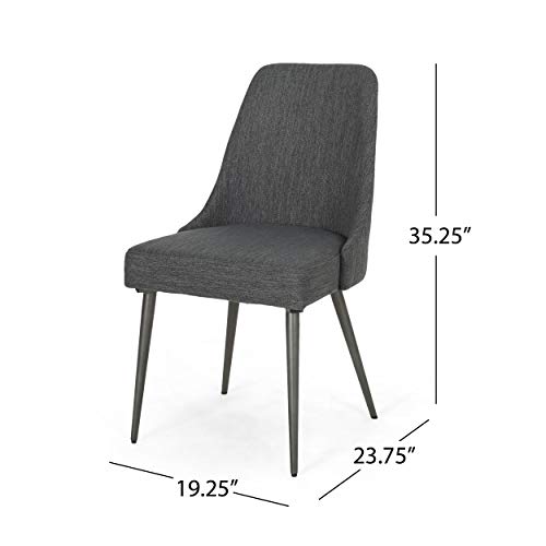 Dawn Modern Fabric Dining Chairs (Set of 2), Charcoal