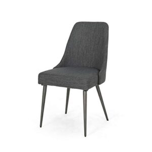 Dawn Modern Fabric Dining Chairs (Set of 2), Charcoal