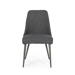 Dawn Modern Fabric Dining Chairs (Set of 2), Charcoal