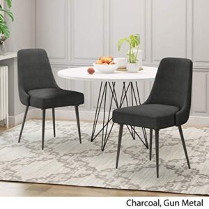 Dawn Modern Fabric Dining Chairs (Set of 2), Charcoal