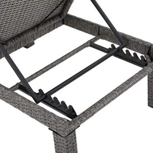Christopher Knight Home Puerta Outdoor Wicker Chaise Lounge with Water Resistant Cushion, Mixed Black / Dark Grey