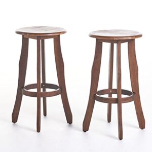 Christopher Knight Home Pike Outdoor Acacia Wood Barstools, 2-Pcs Set, Dark Brown Finish