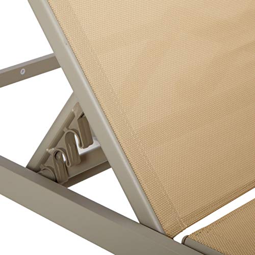 Ostrich Outdoor Princeton 2 Pack Patio Chaise Lounges | Patio Lounge Chairs | Patio Chairs | 5-Position Recliner Adjustable Sunbathing Lounge Chair for Patio, Beach, Yard, Pool, Tan & Taupe