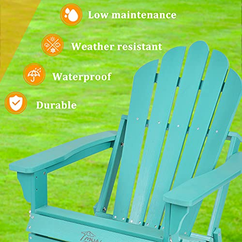 MYAL Outdoor Plastic Adirondack Chairs, Folding Patio Chairs, Lawn Chair, Backyard Furniture for Garden, Beach, Pool, Fire Pit Chairs Seating (Green)