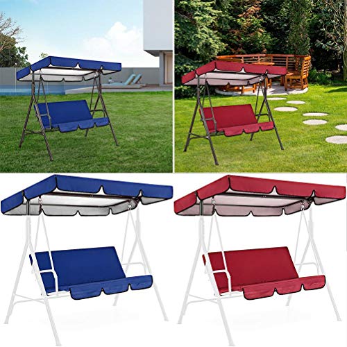 Hzemci Outdoor Patio Swing Cushion Cover Set, Swing Canopy Replacement Cover + Swing Cushion Cover for 3 Seater Swing Outdoor Swing Seat Cover Replacement, 210D Waterproof Silver-Coated Oxford Fabric