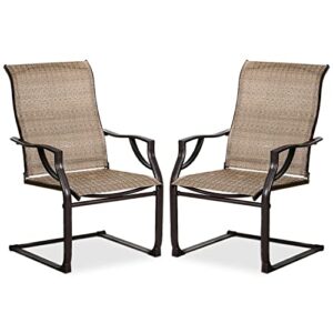 bali outdoors patio dining chairs set of 2, textilene outdoor furniture chairs firepit chairs all weather resistant rocking chairs, brown