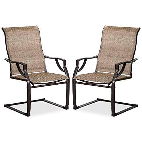 BALI OUTDOORS Patio Dining Chairs Set of 2, Textilene Outdoor Furniture Chairs Firepit Chairs All Weather Resistant Rocking Chairs, Brown