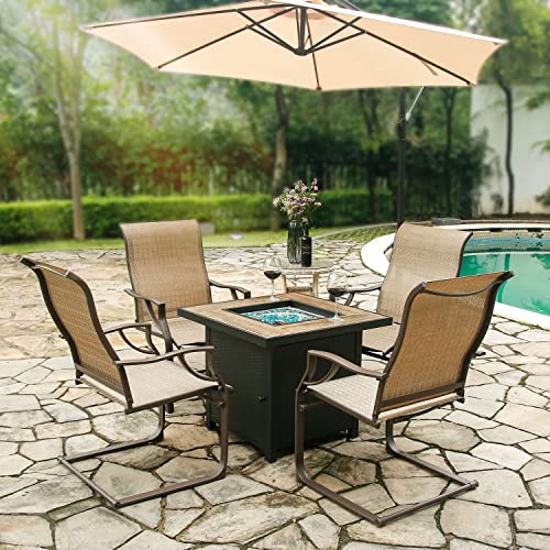 BALI OUTDOORS Patio Dining Chairs Set of 2, Textilene Outdoor Furniture Chairs Firepit Chairs All Weather Resistant Rocking Chairs, Brown
