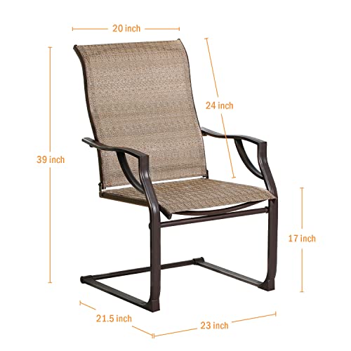 BALI OUTDOORS Patio Dining Chairs Set of 2, Textilene Outdoor Furniture Chairs Firepit Chairs All Weather Resistant Rocking Chairs, Brown