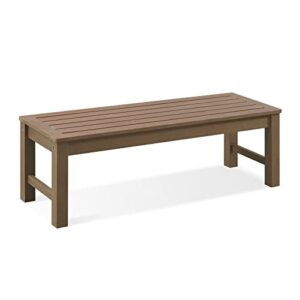psilvam knight bench, two person outdoor poly lumber patio backless bench, weatherproof garden bench that never rot and fade, suit for garden, porch and park (brown)