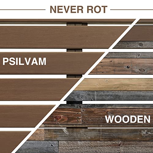 Psilvam Knight Bench, Two Person Outdoor Poly Lumber Patio Backless Bench, Weatherproof Garden Bench That Never Rot and Fade, Suit for Garden, Porch and Park (Brown)