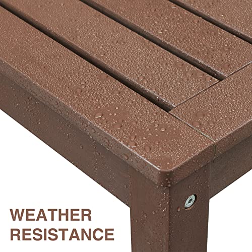 Psilvam Knight Bench, Two Person Outdoor Poly Lumber Patio Backless Bench, Weatherproof Garden Bench That Never Rot and Fade, Suit for Garden, Porch and Park (Brown)