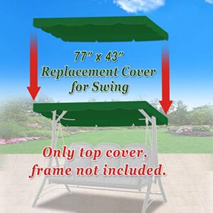 Strong Camel Patio Swing Cover Outdoor Swing Replacement Canopy Cover fit Porch Top Cover for Seat Furniture uitable for Patio, Garden, Poolside, Balcony, Backyard (Only Cover) (77''x 43'', Green)