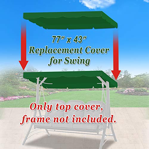 Strong Camel Patio Swing Cover Outdoor Swing Replacement Canopy Cover fit Porch Top Cover for Seat Furniture uitable for Patio, Garden, Poolside, Balcony, Backyard (Only Cover) (77''x 43'', Green)