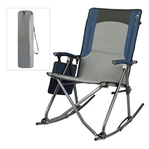 portal folding camping rocking chairs with high back hard armrest support 300 lbs, blue, 18″ d x 22.5″ w x 59″ h