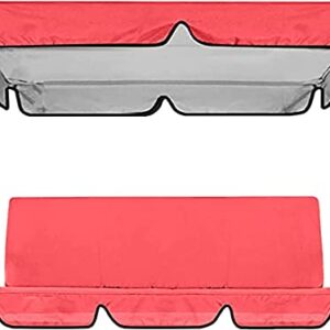 Outdoor Porch Swing Canopy Waterproof Top Cover Set, 2 & 3 Seater Garden Porch Seat Furniture Sun Shade Patio Swing Hammock Top Sunproof Cover for Garden, Poolside, Balcony (Red)