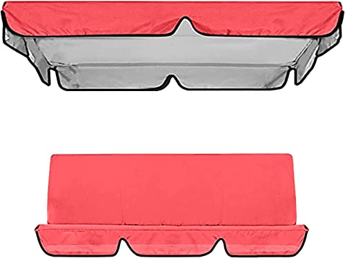 Outdoor Porch Swing Canopy Waterproof Top Cover Set, 2 & 3 Seater Garden Porch Seat Furniture Sun Shade Patio Swing Hammock Top Sunproof Cover for Garden, Poolside, Balcony (Red)