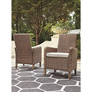 Signature Design by Ashley Beachcroft Wicker Arm Chair with Cushion, 2 Count, Brown