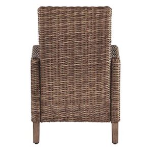 Signature Design by Ashley Beachcroft Wicker Arm Chair with Cushion, 2 Count, Brown