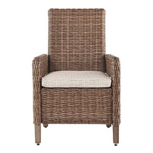 Signature Design by Ashley Beachcroft Wicker Arm Chair with Cushion, 2 Count, Brown