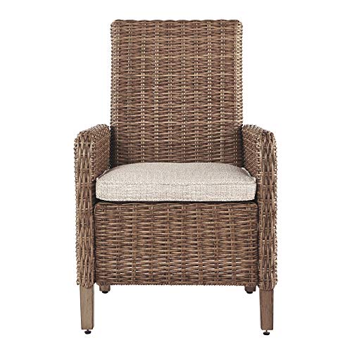 Signature Design by Ashley Beachcroft Wicker Arm Chair with Cushion, 2 Count, Brown