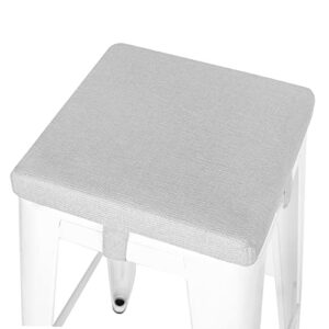 tromlycs 12×12 chair cushion bar stool square seat cushion with 4 velcro straps slip resistant textured wooden metal small bar stool cover – gray and white (1 pack)