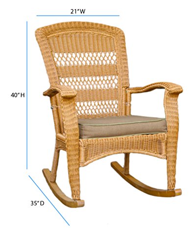 Tortuga Outdoor Portside Plantation 3pc Rocking Chair Set - White, Dark Roast and Amber Wicker with Cushions (Amber)