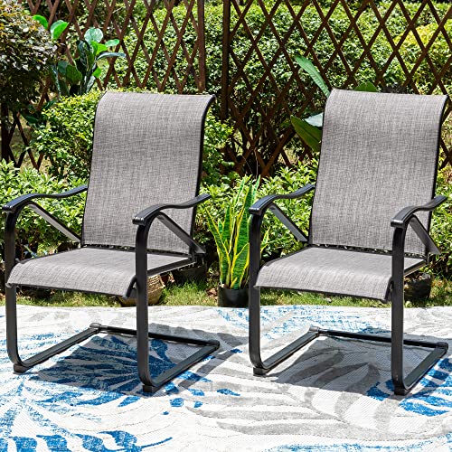 Sophia & William Patio Dining Chairs 2 Pieces C Spring Motion Chairs Patio Chairs Set of 2 Support 300lbs Outdoor Furniture for Lawn Garden Balcony Pool Backyard Weather Resistant