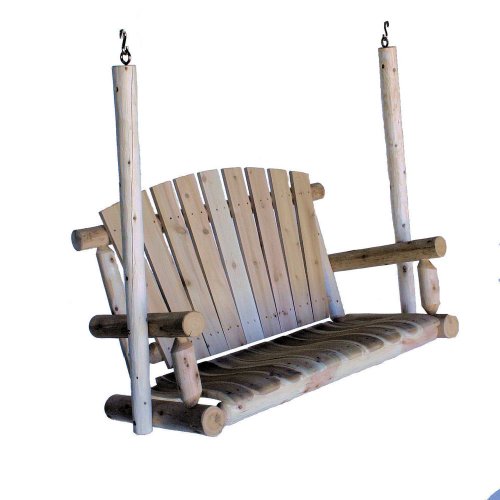 Lakeland Mills 4-Foot Cedar Log Porch Swing, Natural